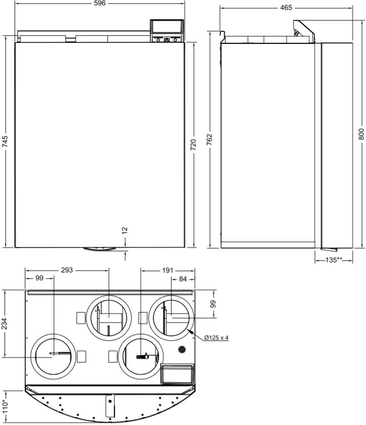 Systemair SAVE VTR 150K - Габаритные размеры.png